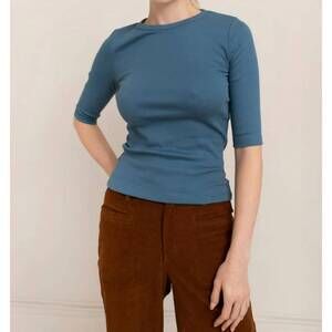 NEW PAPER LABEL akari crew neck top in hague blue